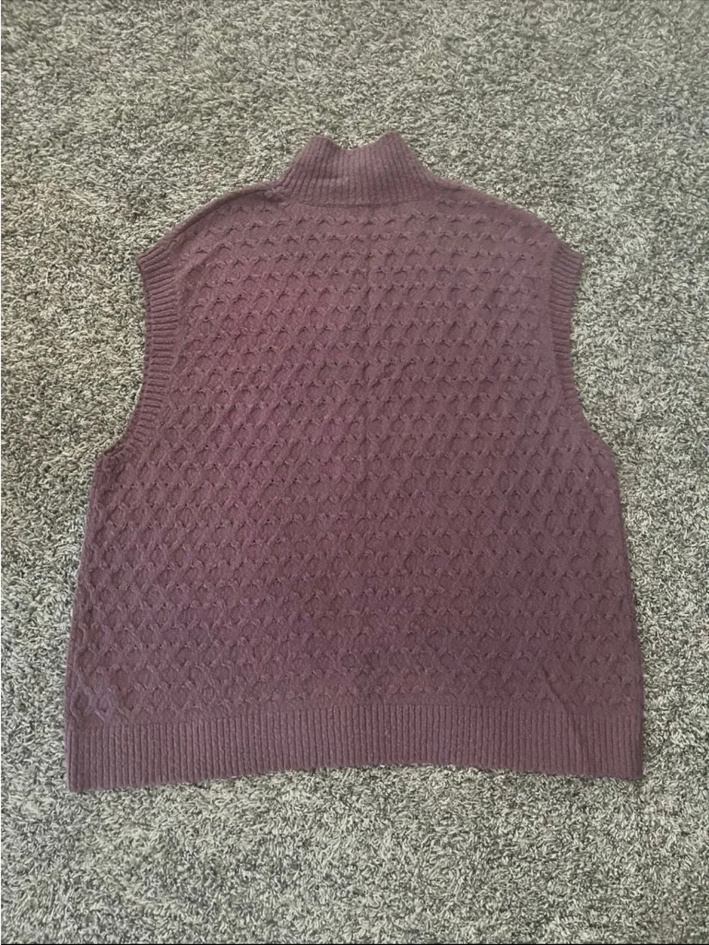 Free People Rosemary Knit Top Medium Plum Purple Mock Neck Cable Knit Sleeveless